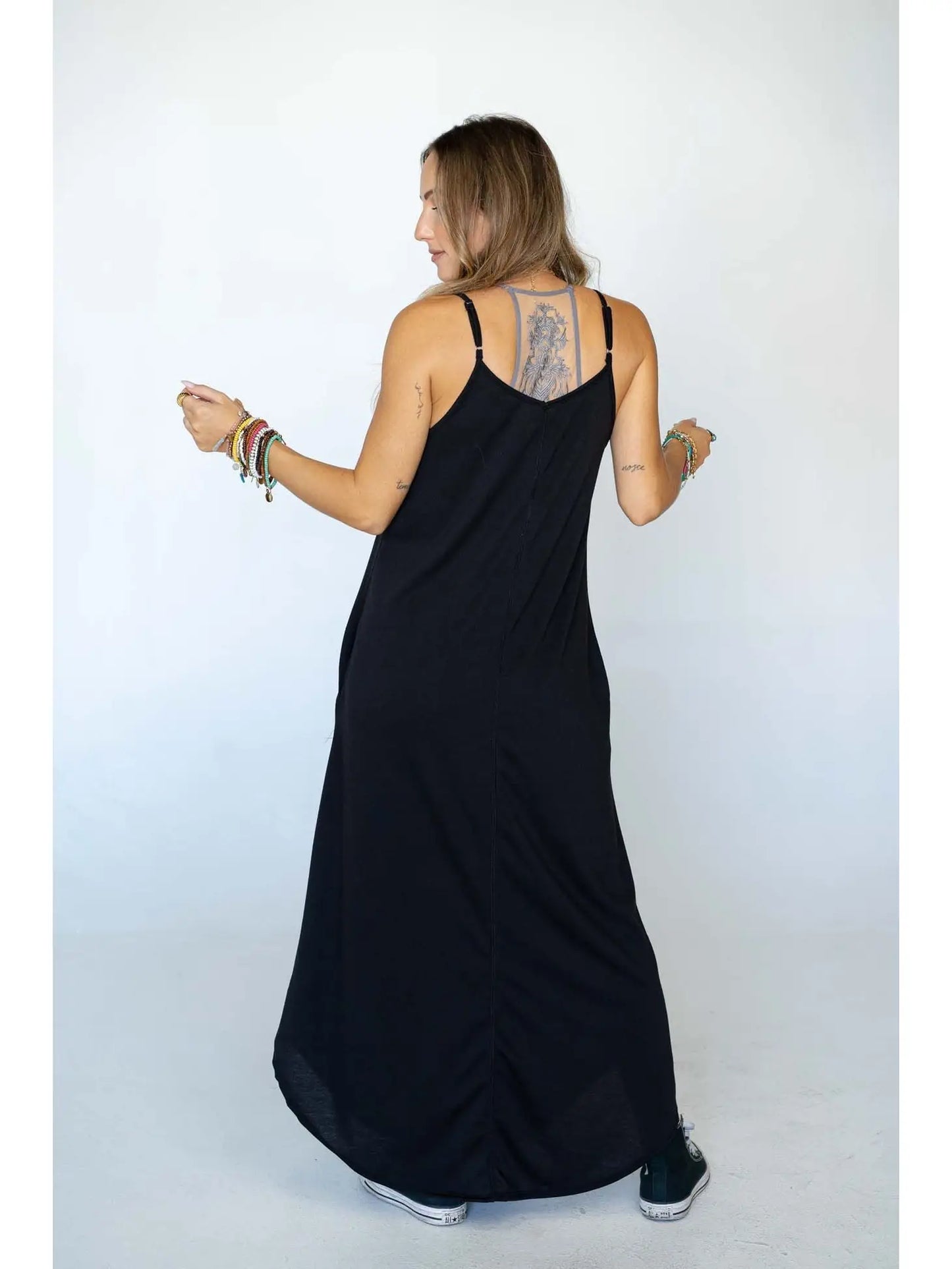 Perfect Round Hem Bralette Maxi Dress - Black