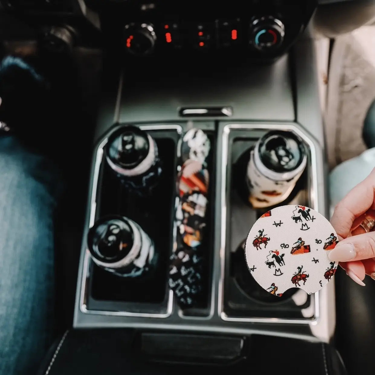Vintage Cowboy Car Coasters 2-Pack