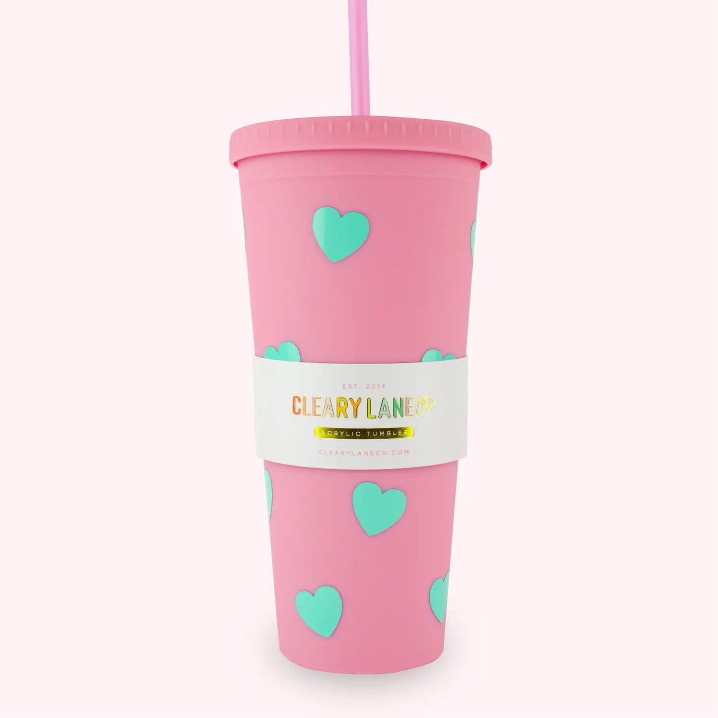 24 oz Matte Tumbler Cup - Bubblegum Hearts