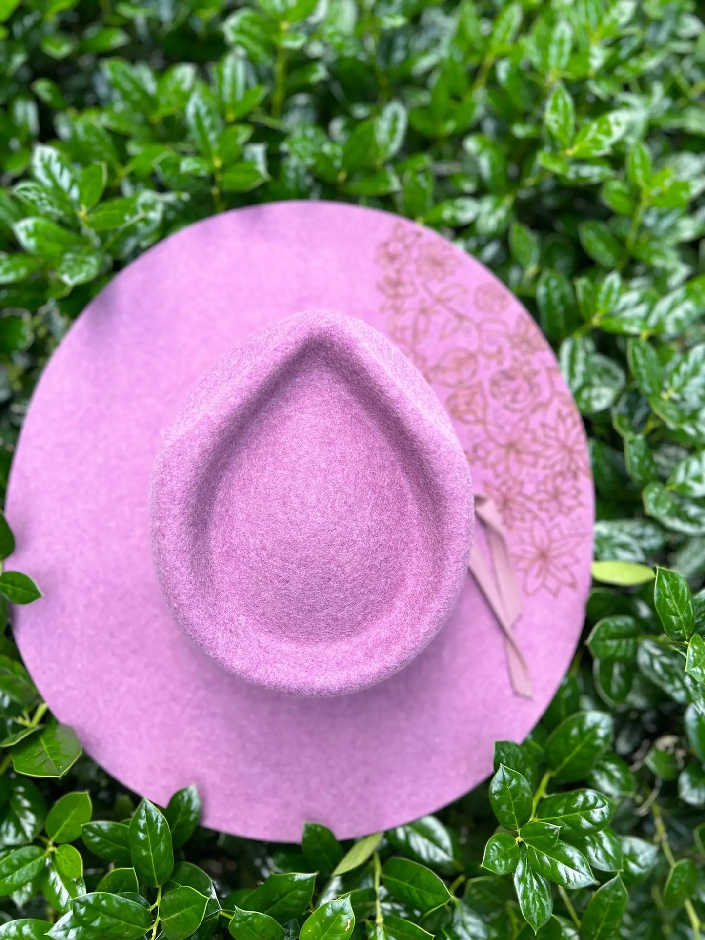 Purple Fields Wide Brim Hand Burned Hat