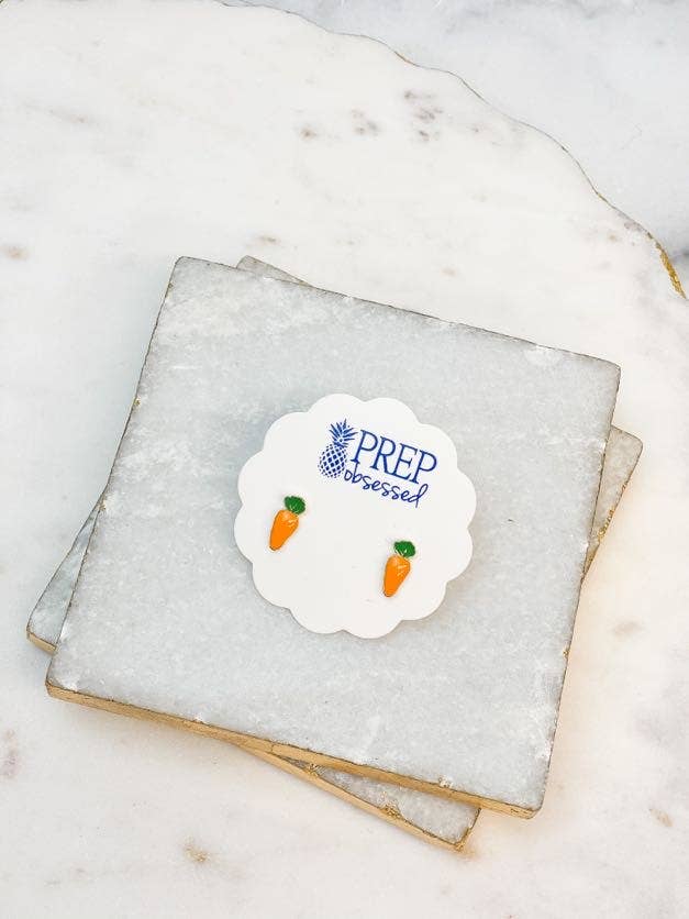 Signature Enamel Stud Earrings - Carrot