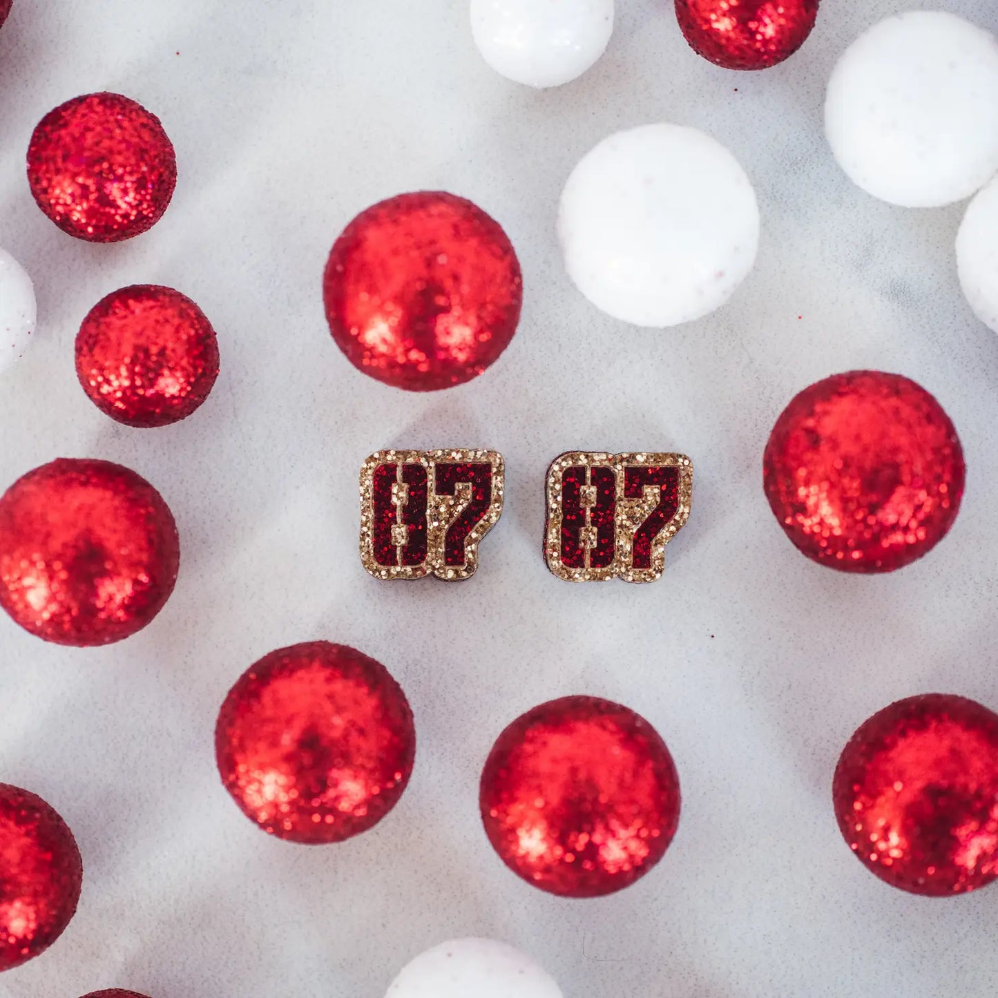 Chiefs Red & Gold Glitter Double Layered 87 Studs