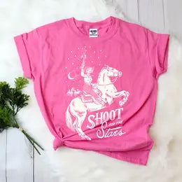 Kids Shoot for the Stars Graphic Tee - Fuchsia