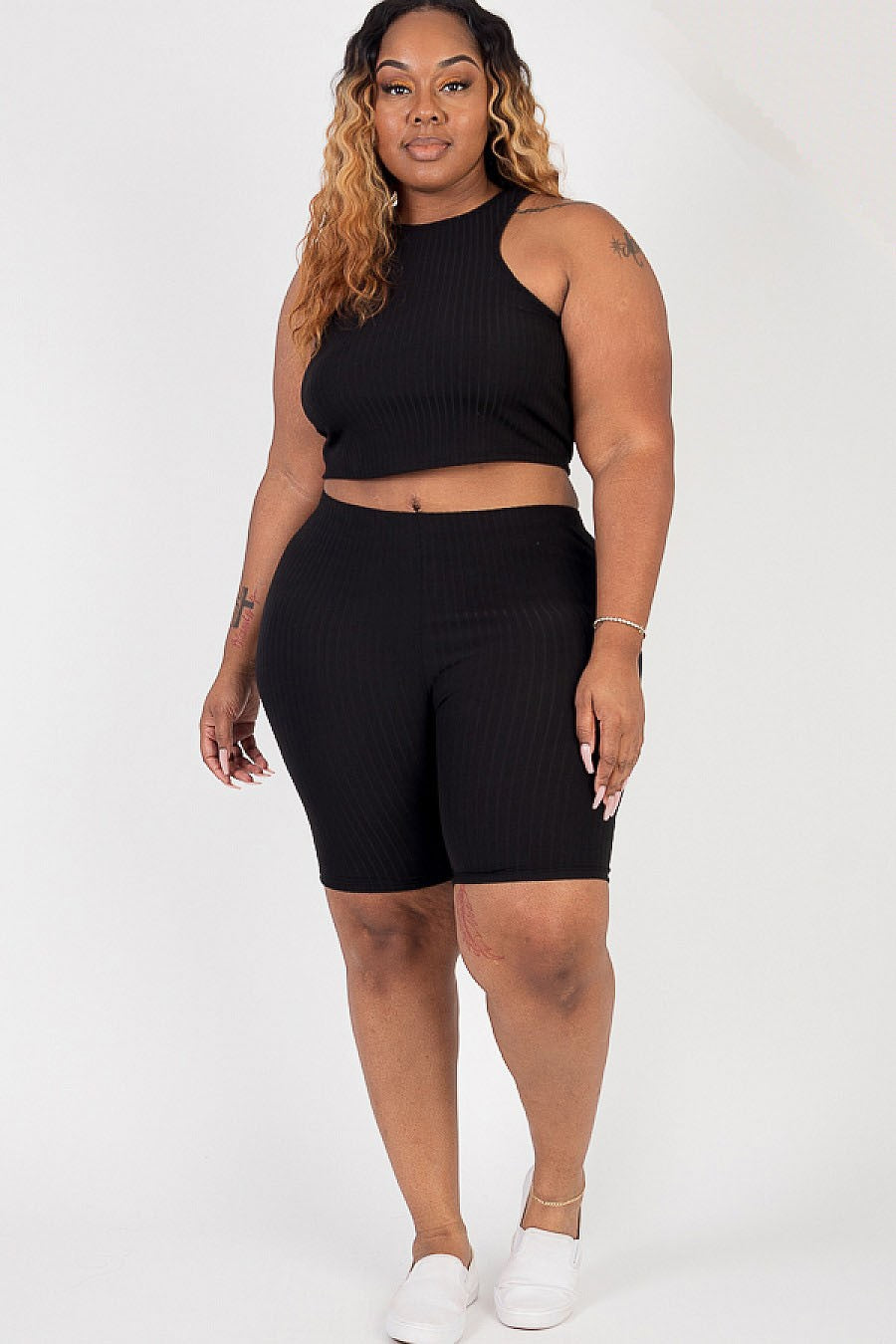 Black Crop Top Black Biker Shorts And Top Set Buy Black Co-ord