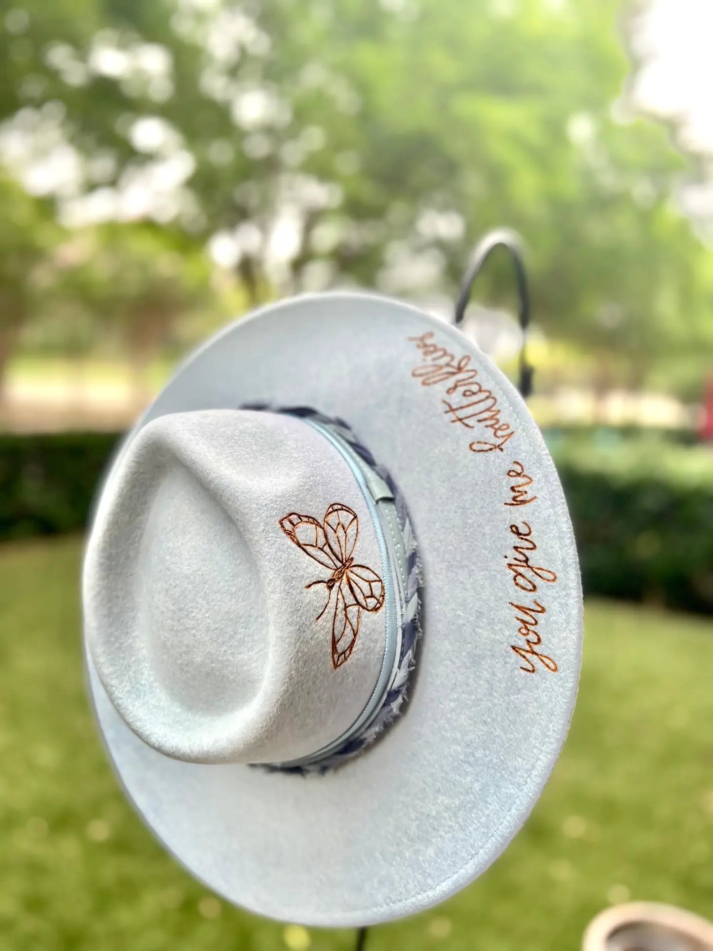 Butterfly Feelin' Wide Brim Hat - Blue