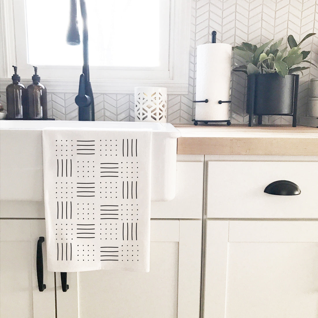 Mudcloth Style Tea Towel - Dots and Dashes