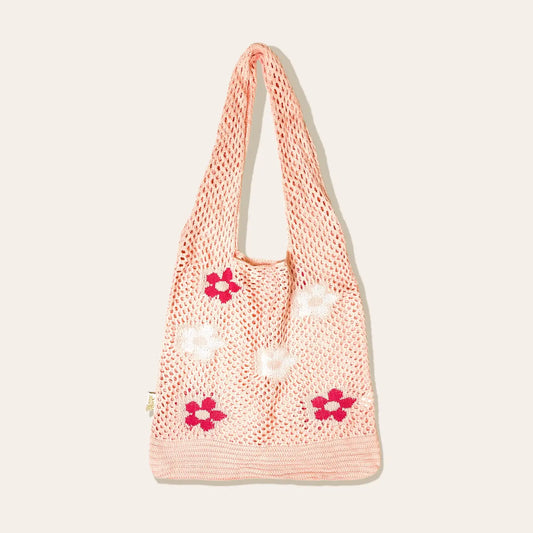 Floral Crochet Slouchy Shoulder Bag
