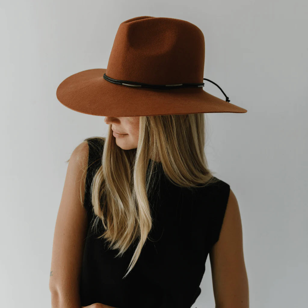 GIGI PIP's Emma Wide Brim Fedora - Terracotta