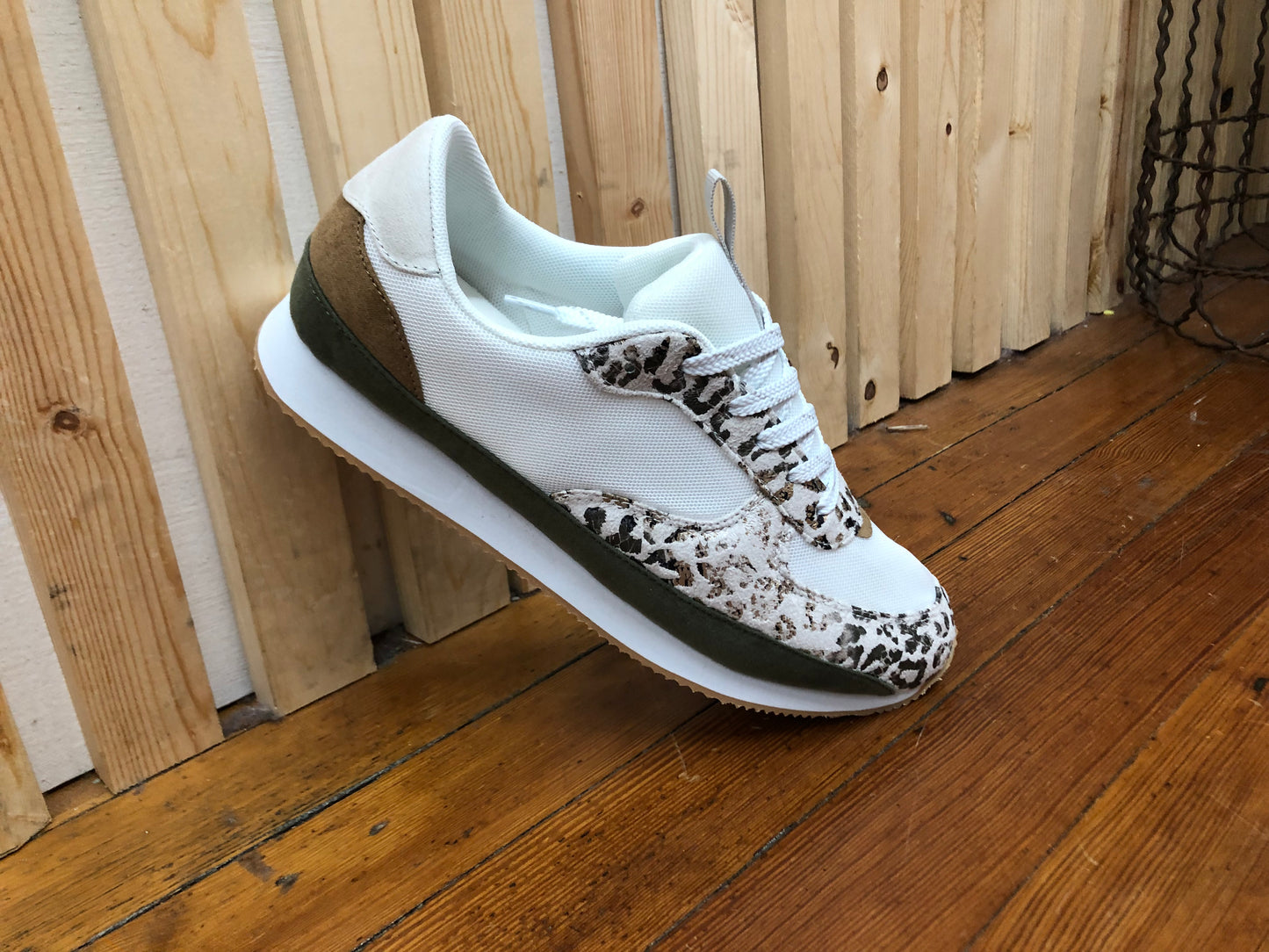Cream Leopard Print Sneakers