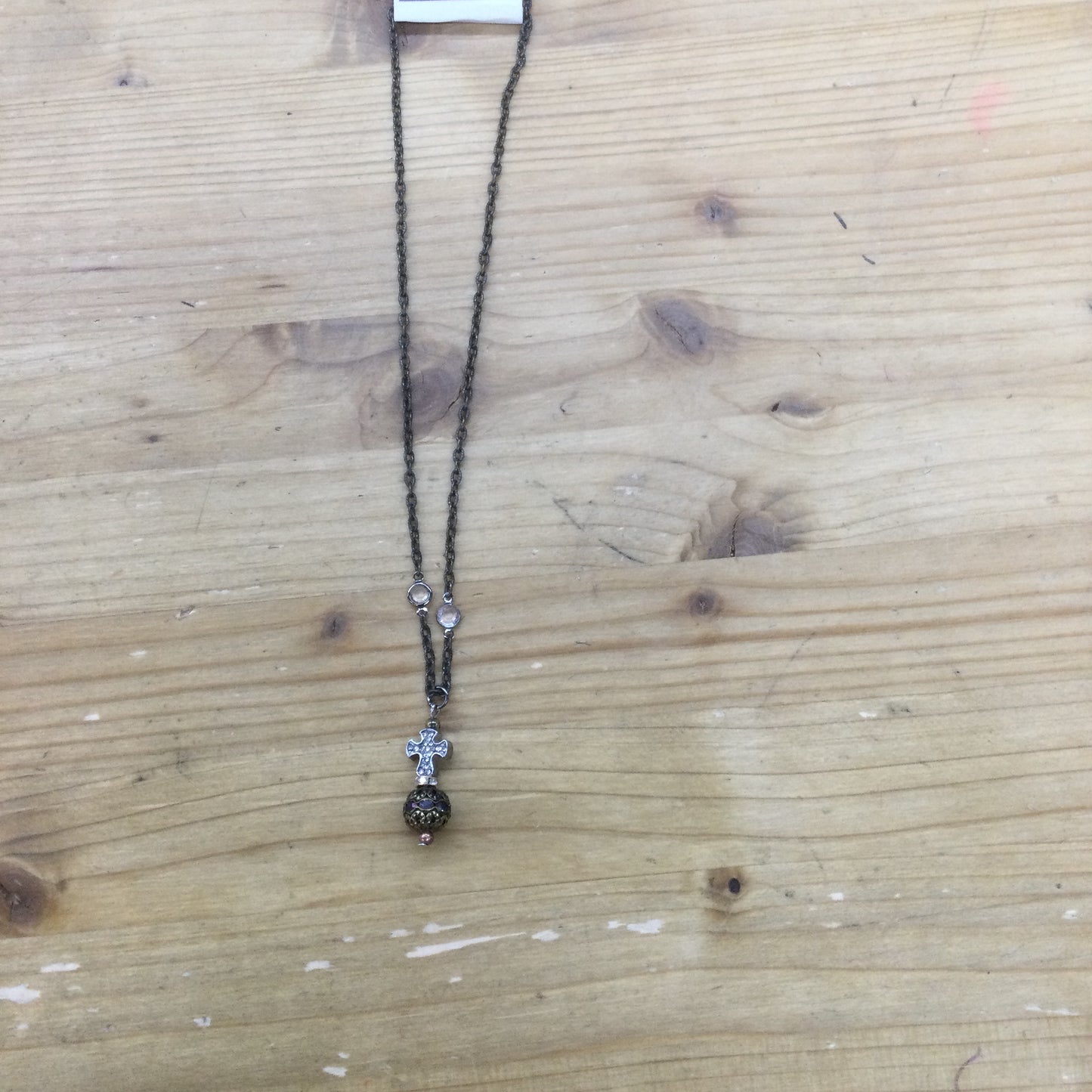 Cross and ball drop necklace