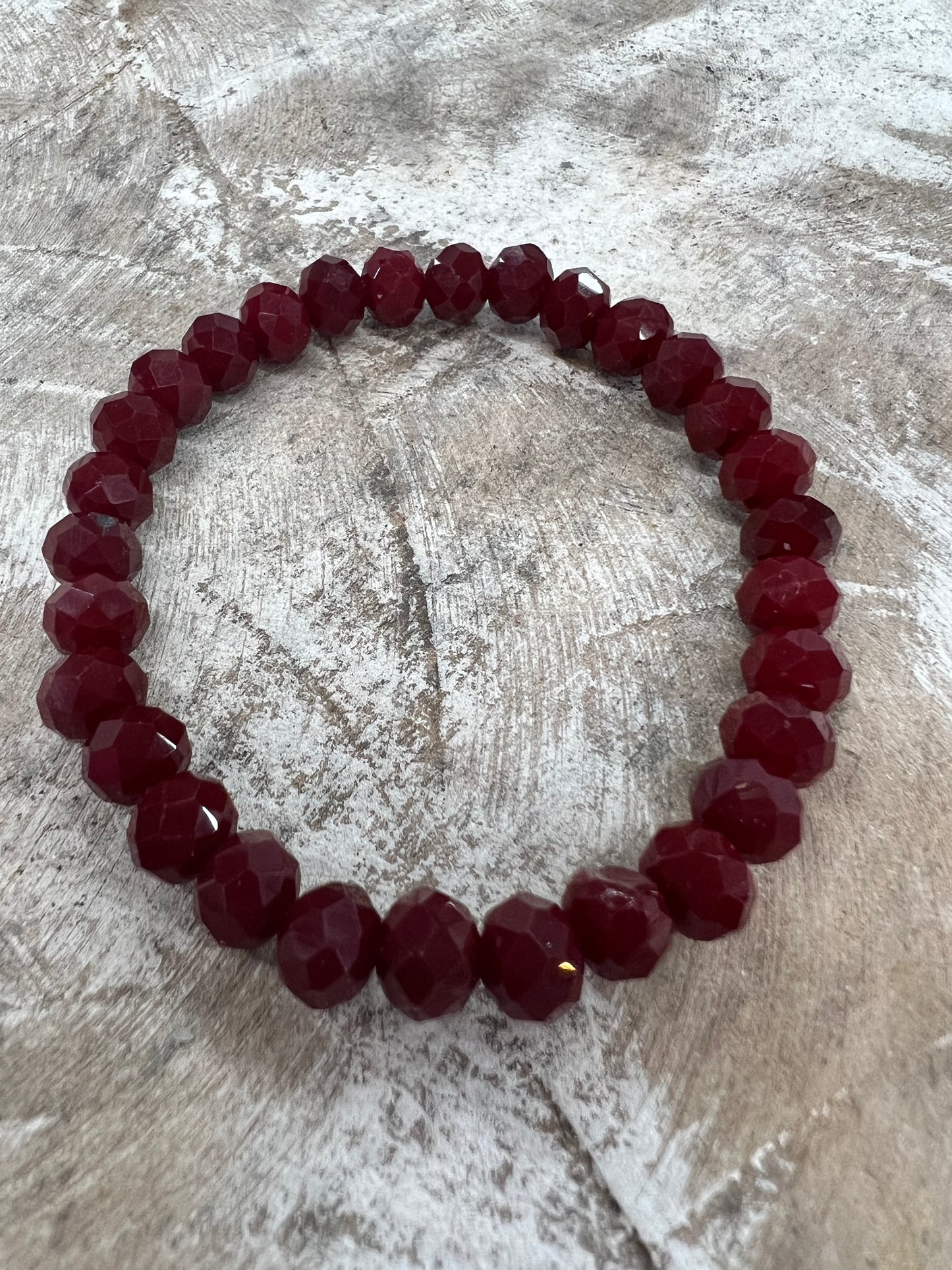 Beaded Stretch Bracelet - Solid Burgundy