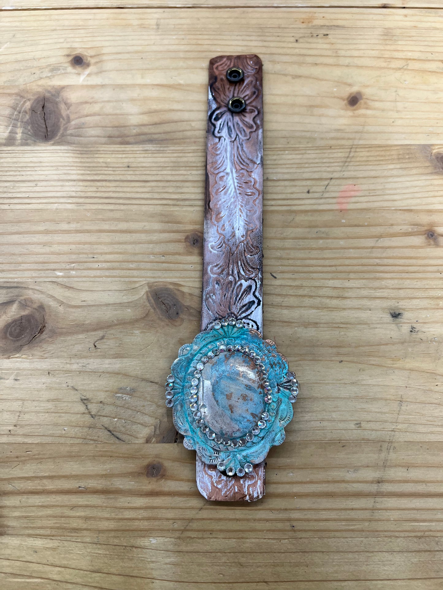 Hand Tooled Leather Concho Cuffs