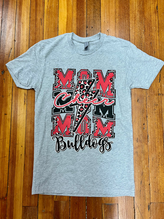 Cheer Mom Lightning Bolt Graphic Tee - Bulldogs