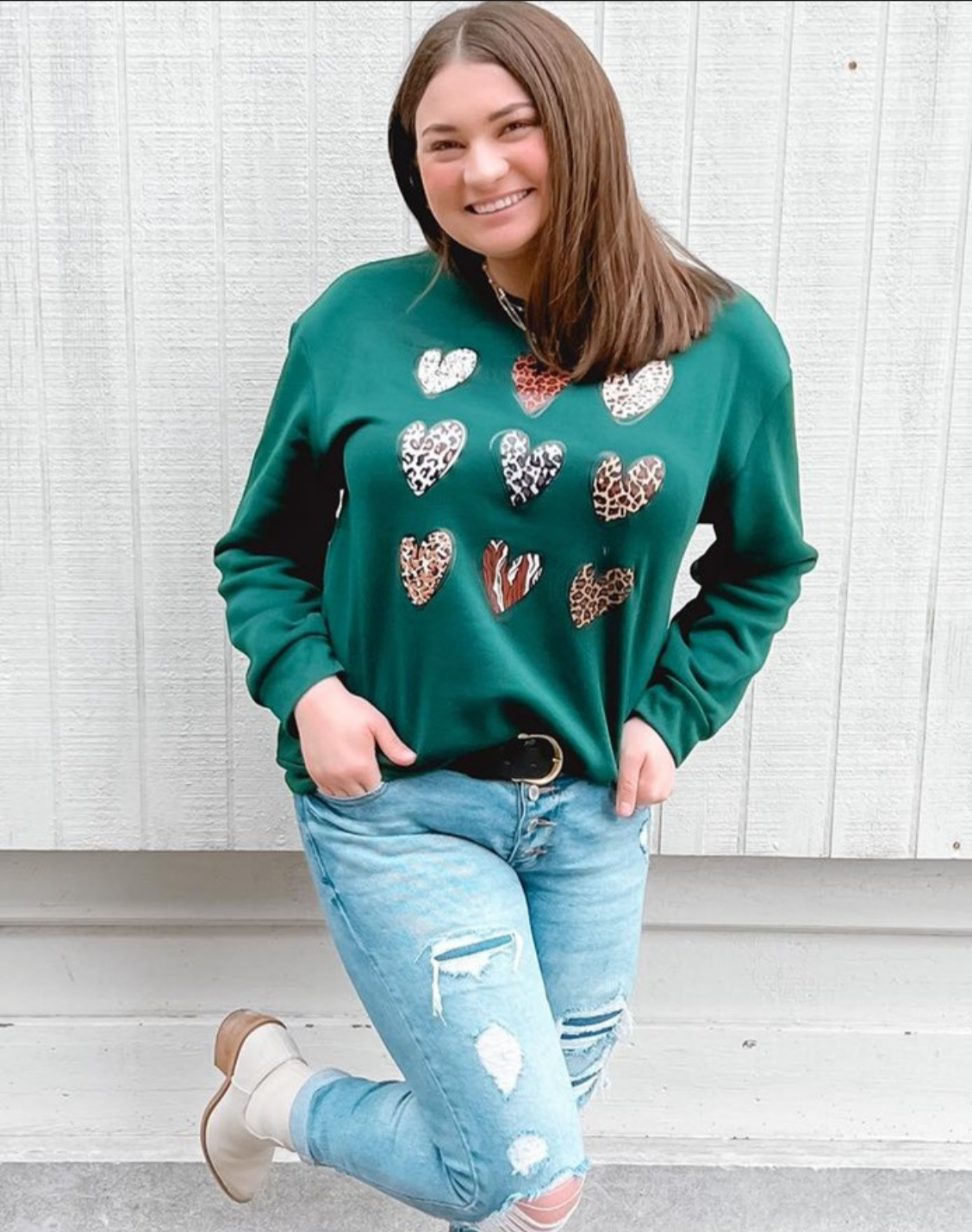 Animal Print Hearts Sweatshirt