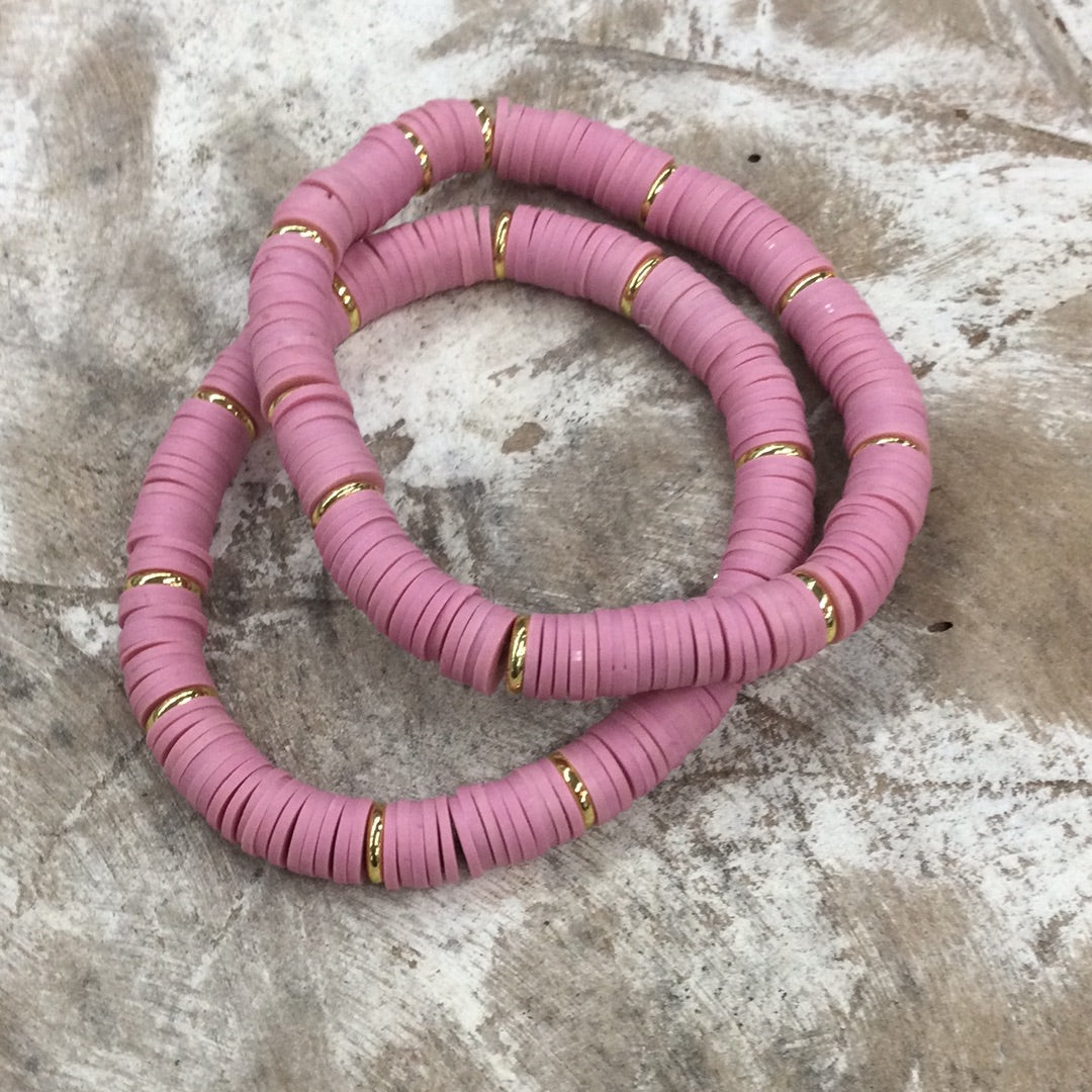 Mauve Disc 8mm Heishi Bracelet