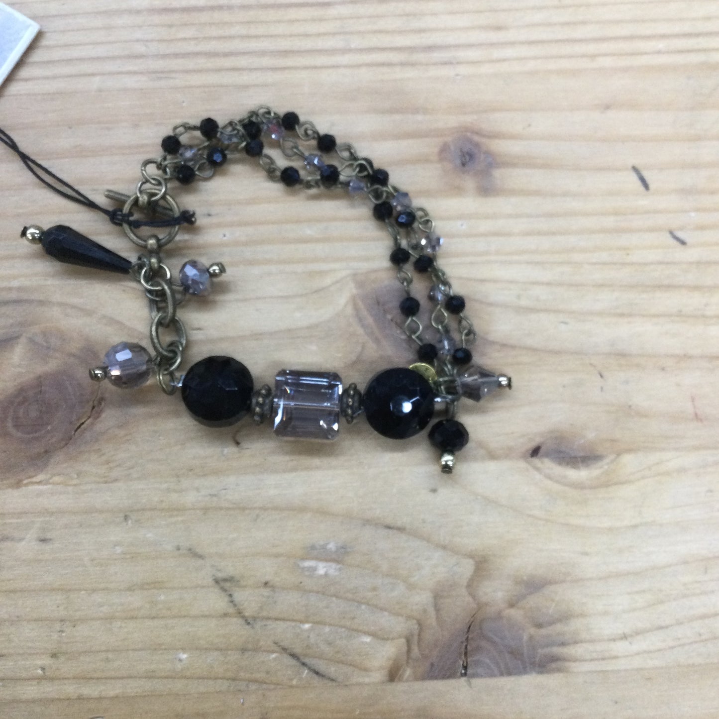 Black and clear gem bracelet