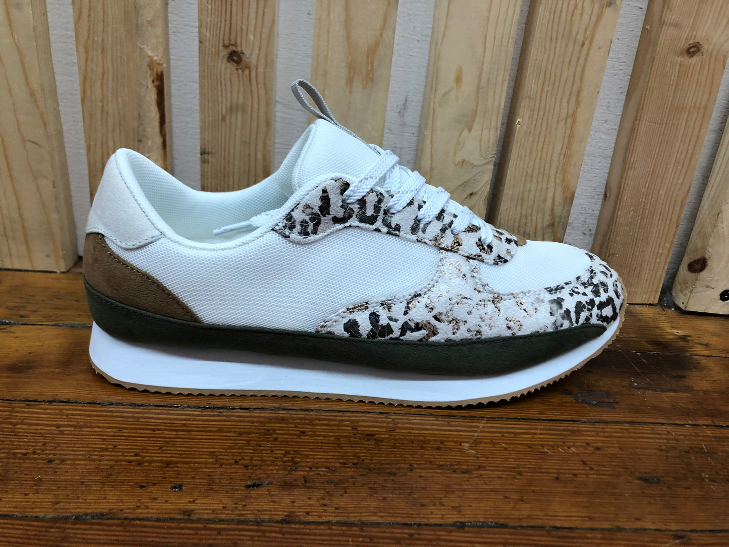 Cream Leopard Print Sneakers