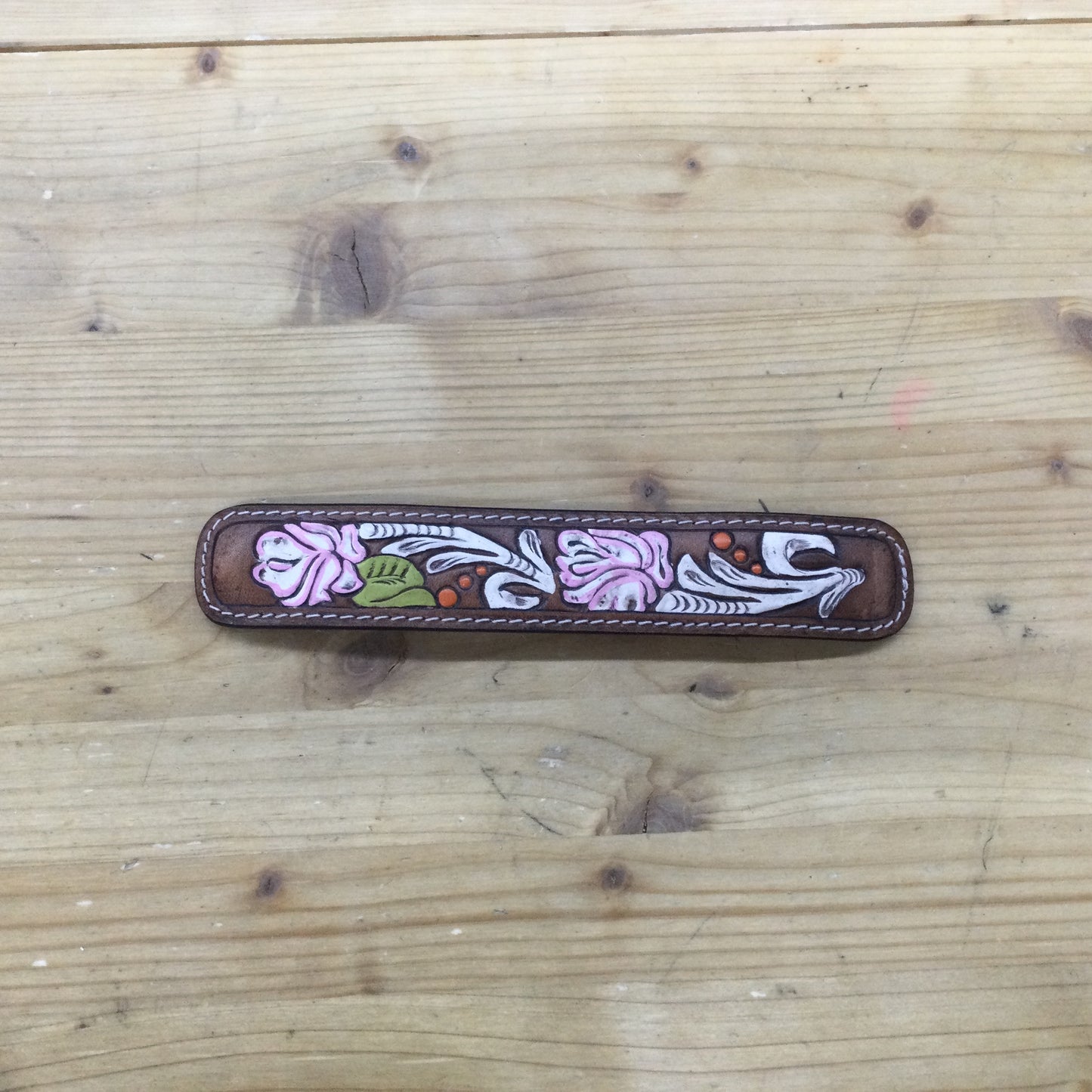 Tooled leather cuff bracelets