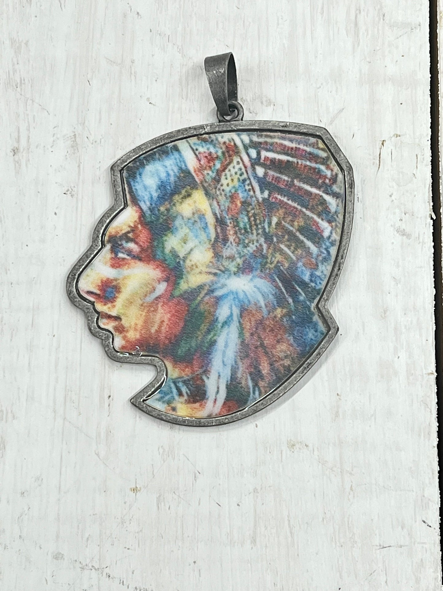 Indian Head Silhouette Metal Charm