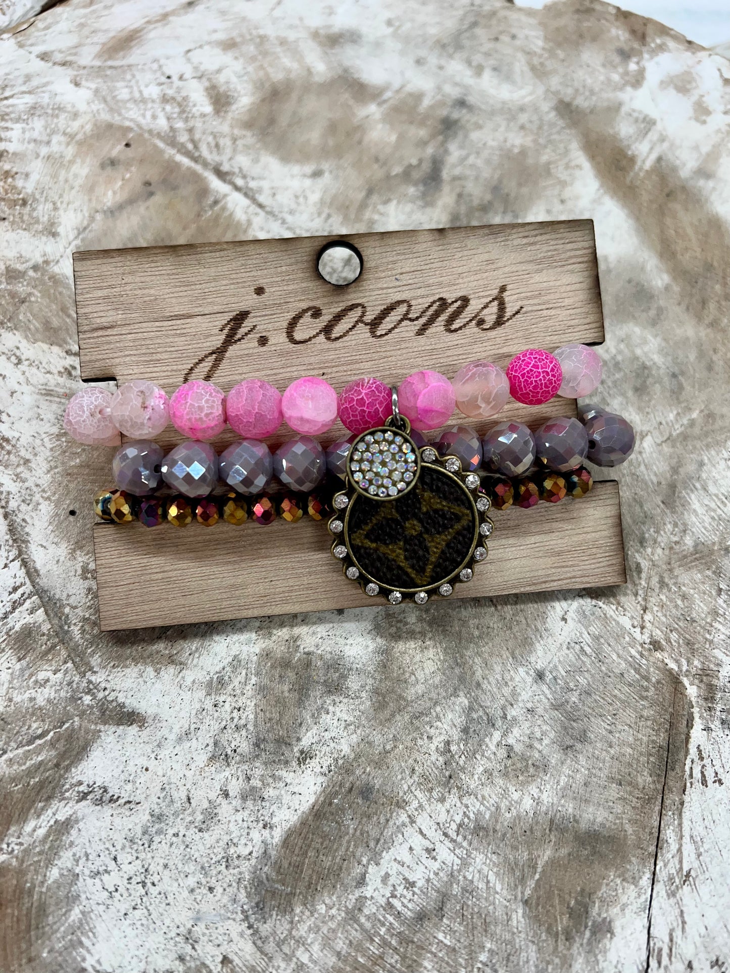 Up-cycled LV Bracelet Stack - Multi