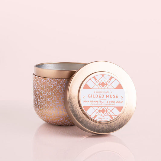 Capri Blue Pink Grapefruit & Prosecco Gilded Tin Candle, 12.5 oz