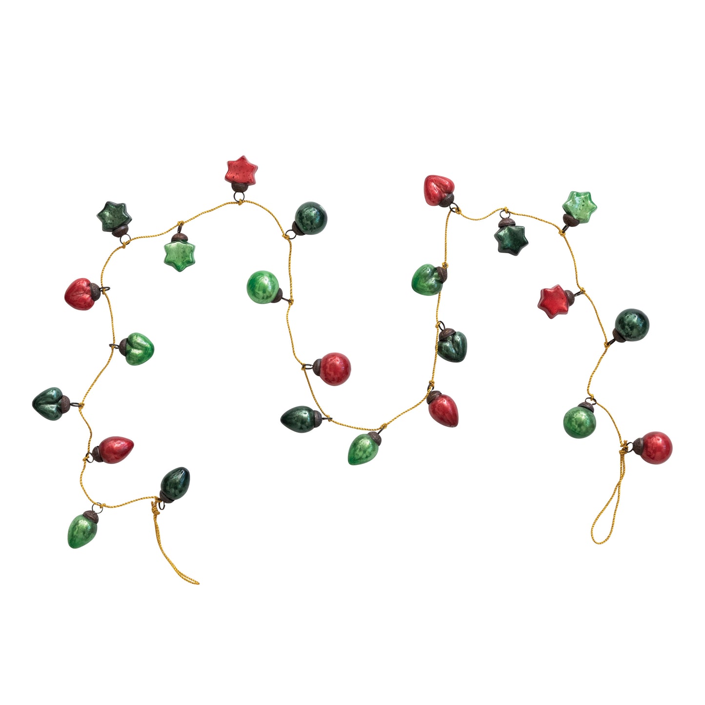 72"L Mercury Glass Ball Ornament Garland - Red & Greens