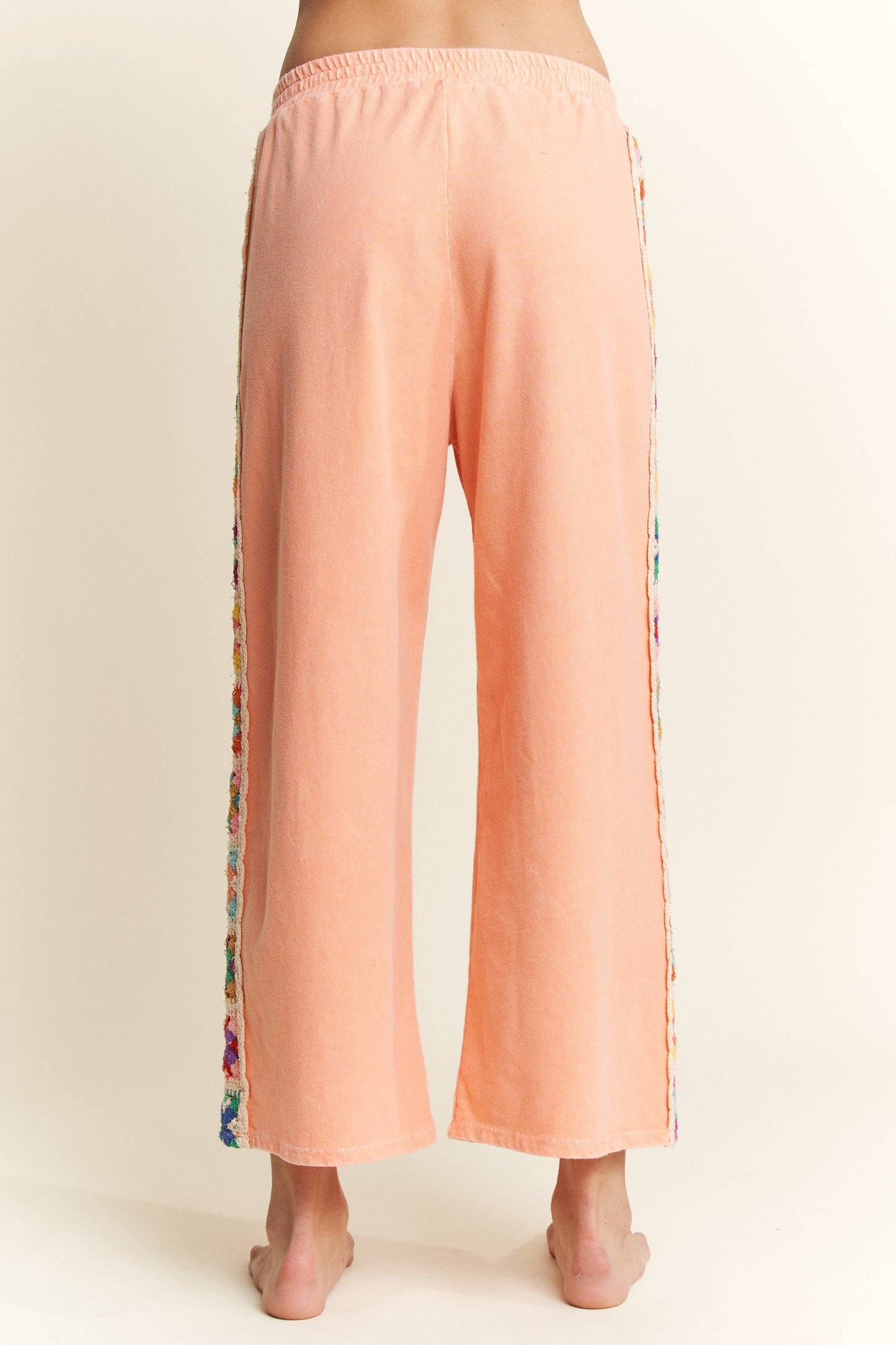 Mineral Washed Real Crochet Patch Side Trim Pant