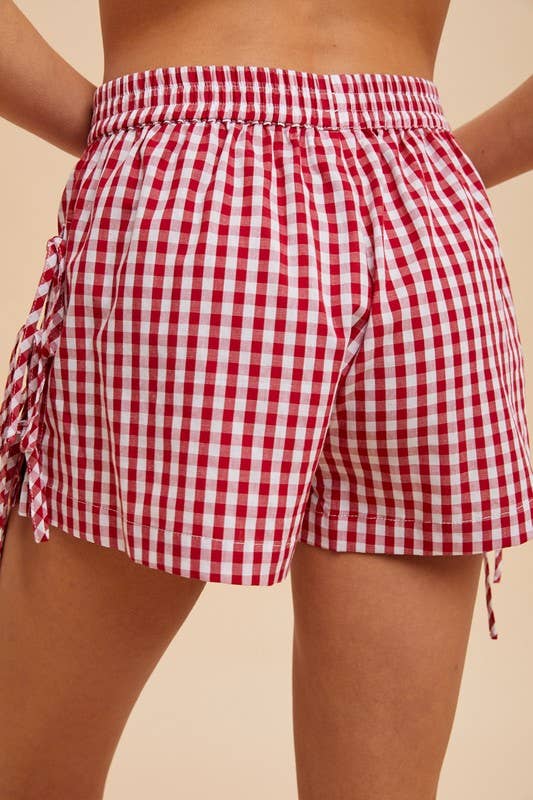 Gingham Check Side Bow Detail Shorts