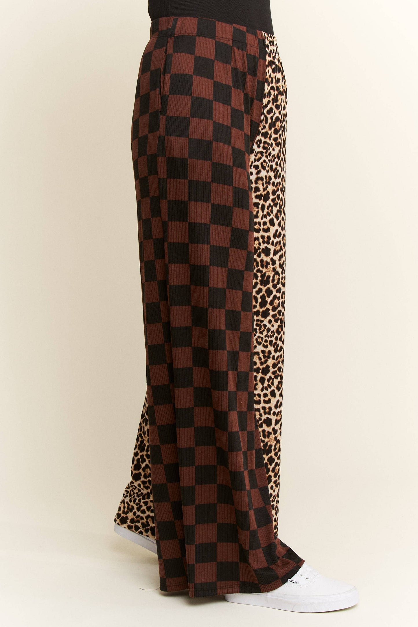 Plus Size Split Decision Leopard/Checkered Pants