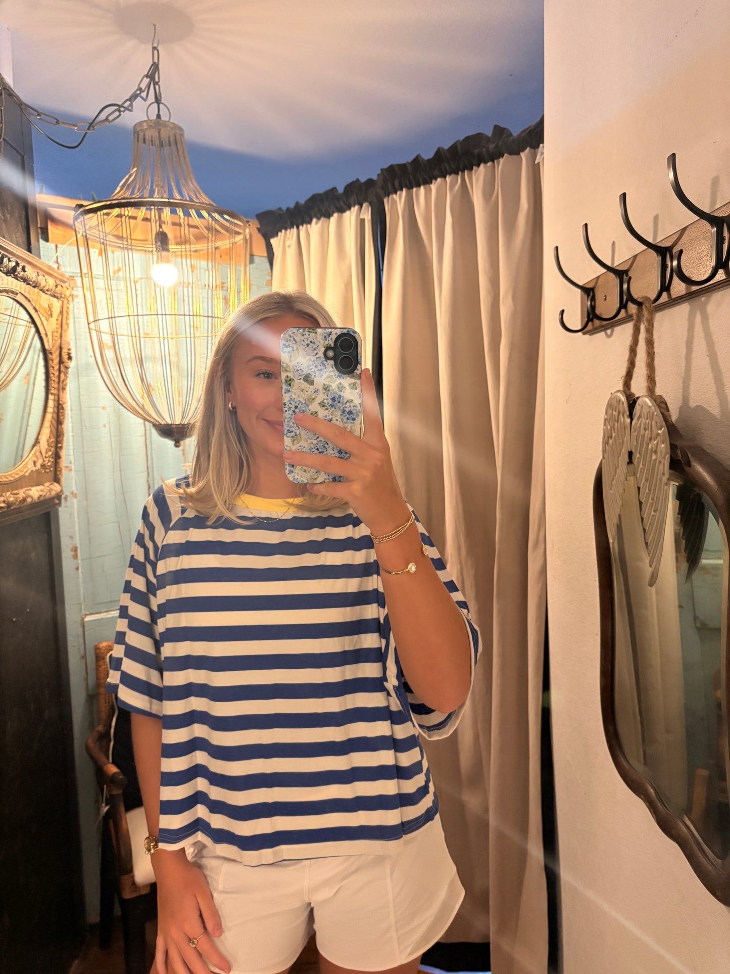 Casual Striped Round Neck Short Sleeve Top