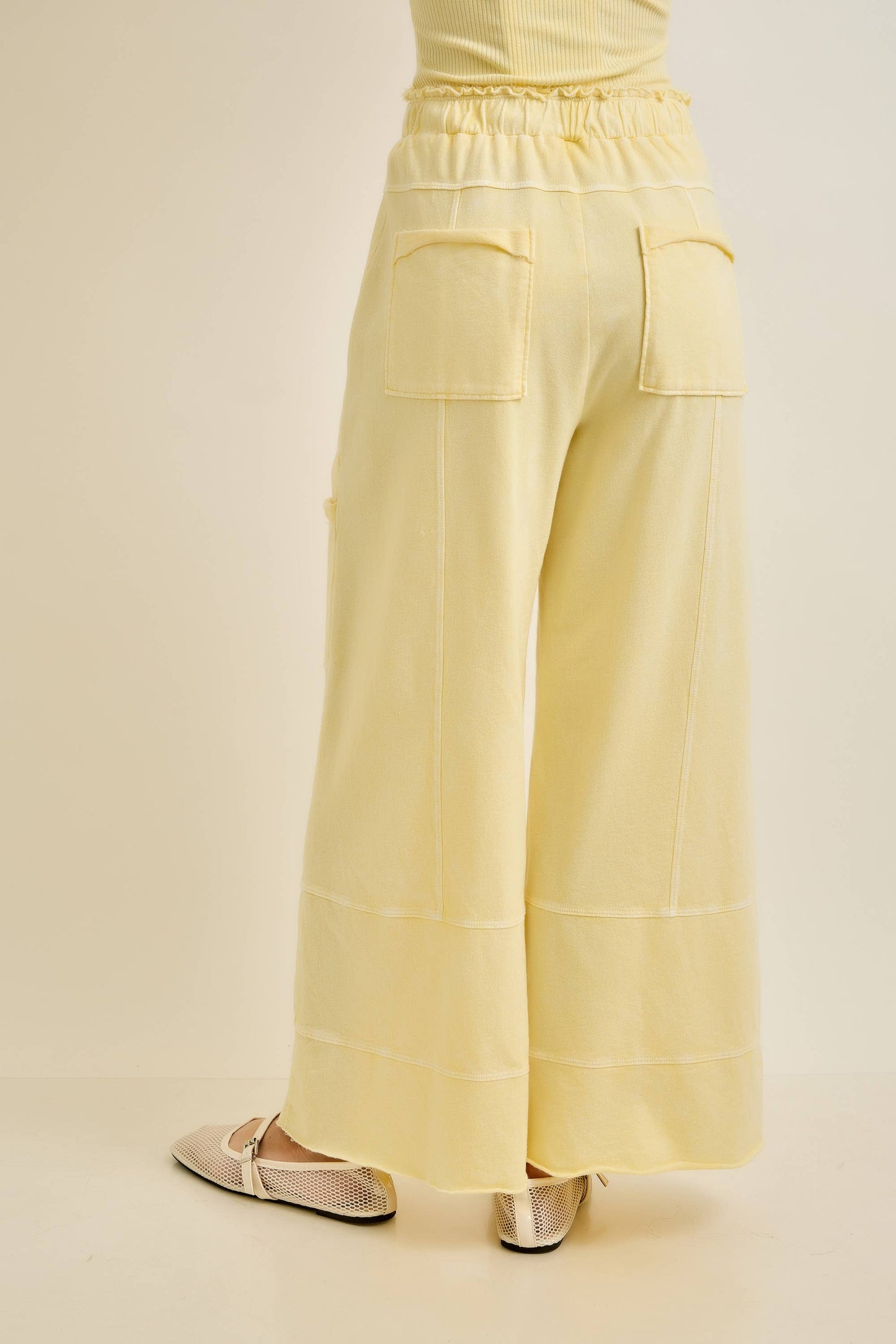 Mineral Wash Wide Leg Cropped Pants