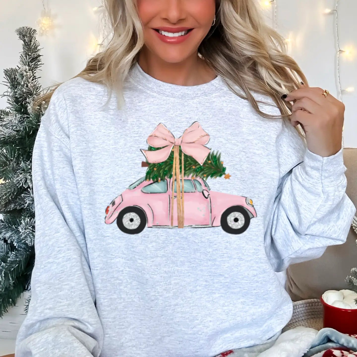 Christmas Car Sweatshirt - Ash Grey