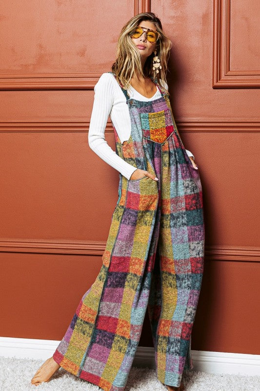 Vintage Brushed Checker Overalls