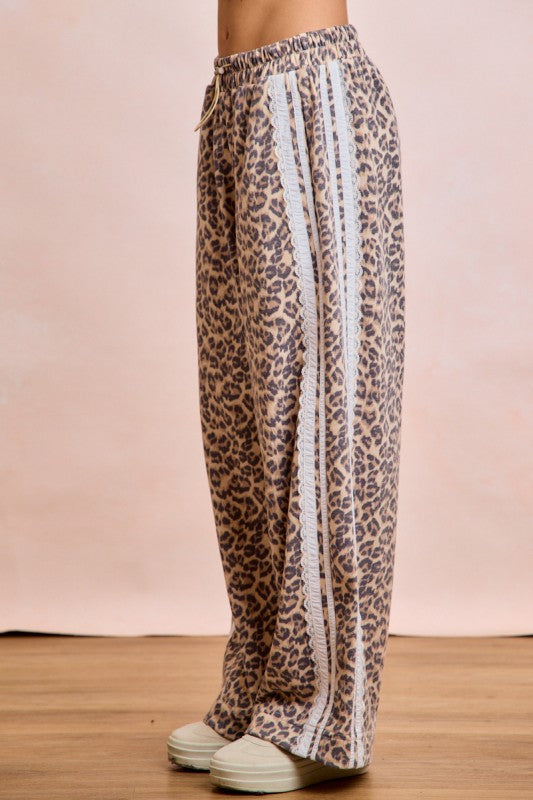 Leopard French Terry Lace Contrast Sweatpants