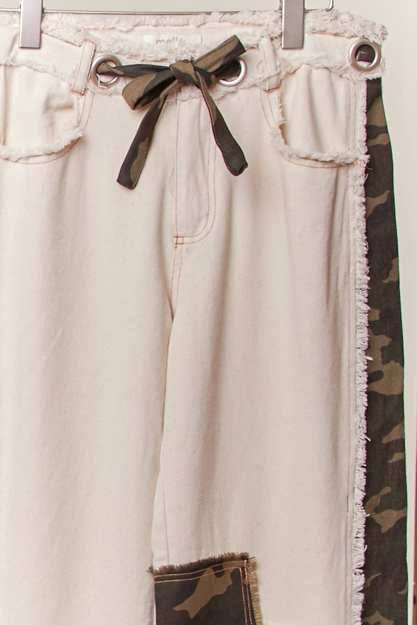 Camouflage Wide Leg Pants with Contrast Panels