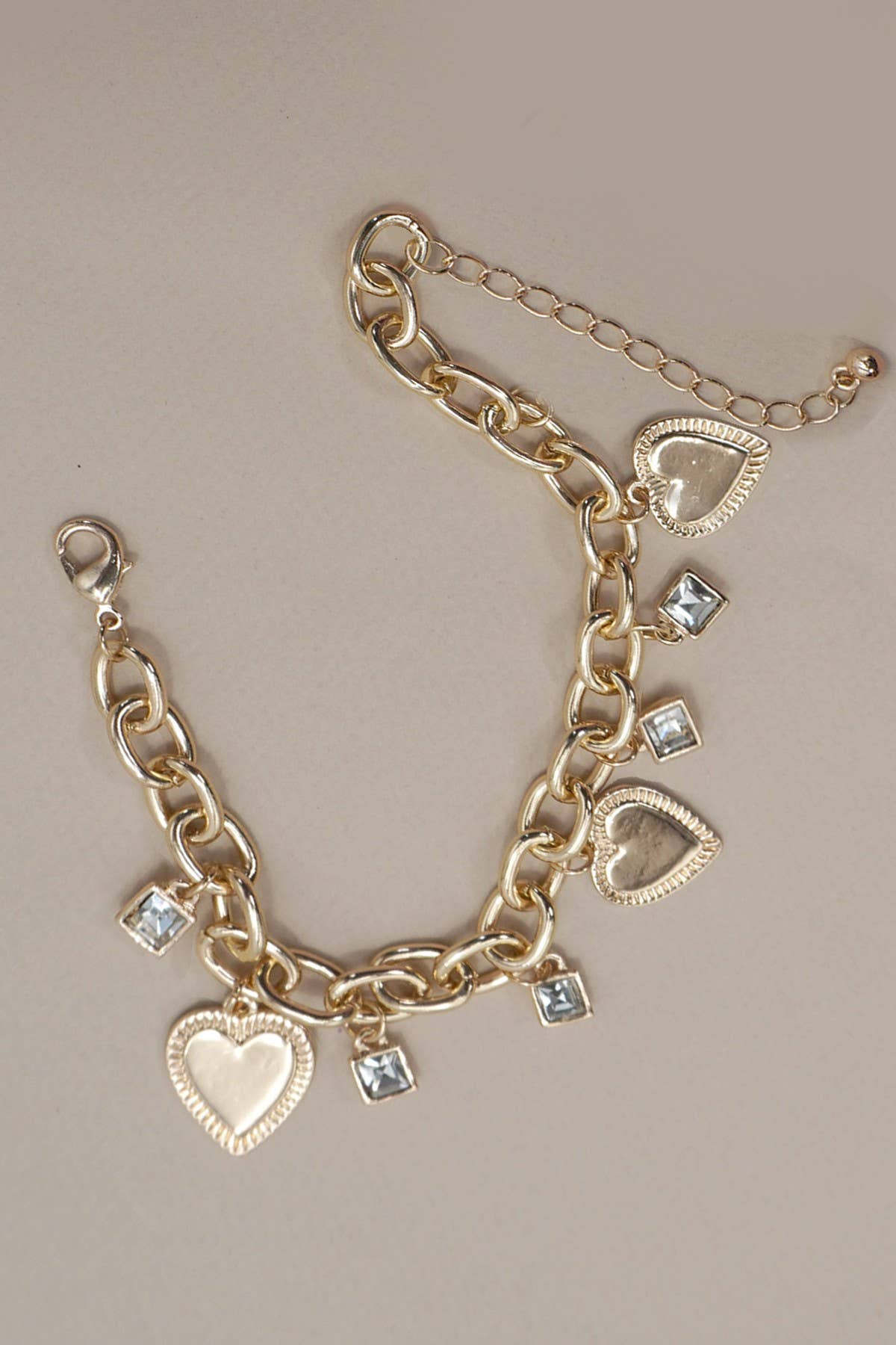 Charm Bracelet - Heart Rhinestone Charms