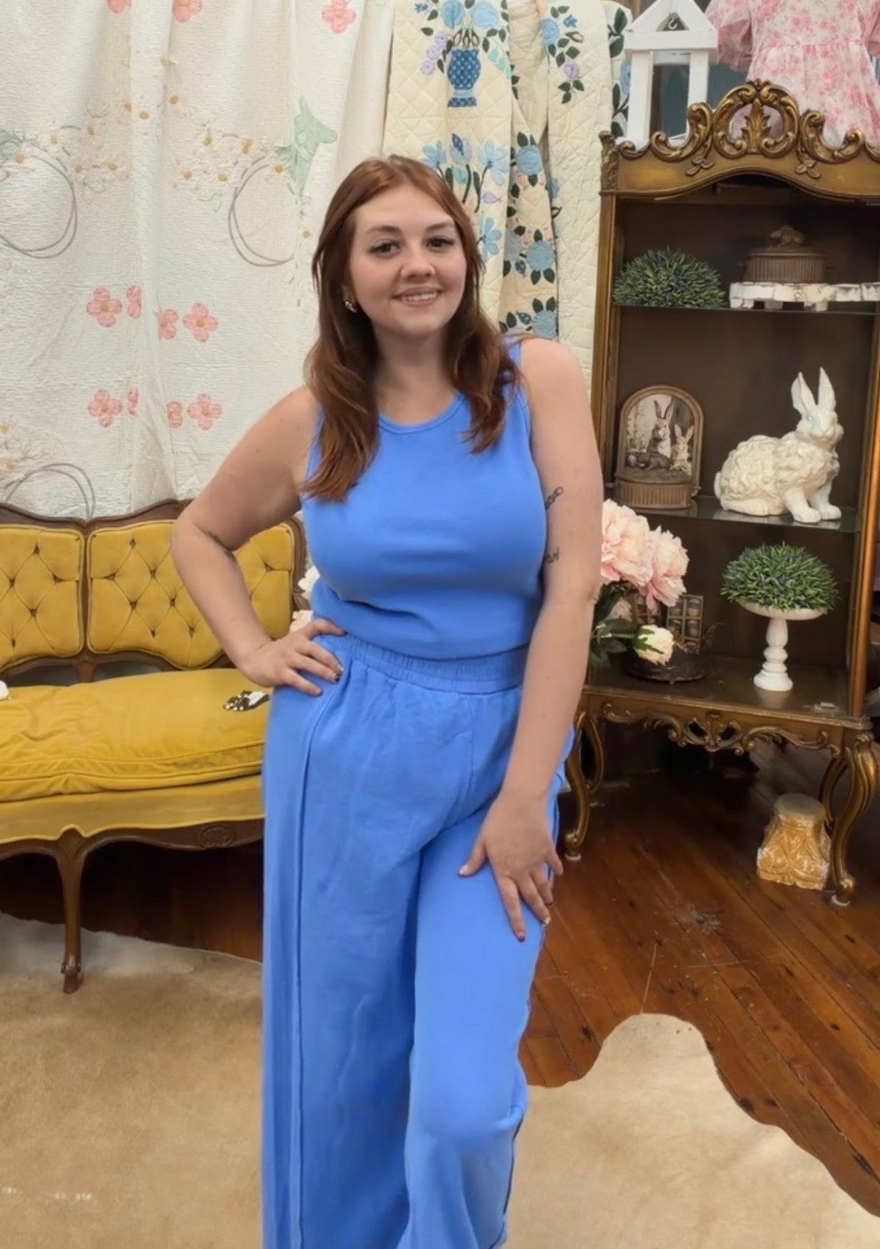 Knit Tank And Palazzo Pants Set - Pants