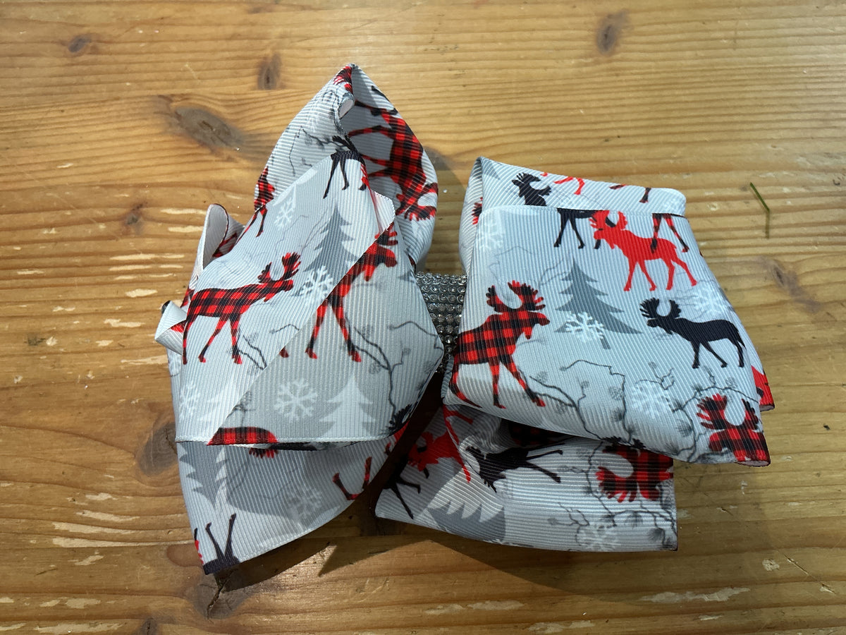 Kids Christmas Moose Hair Bow