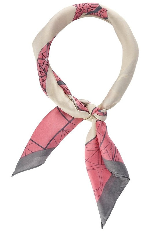 Olive & Pique Parisian Chic Neckerchief - Pink/Gray