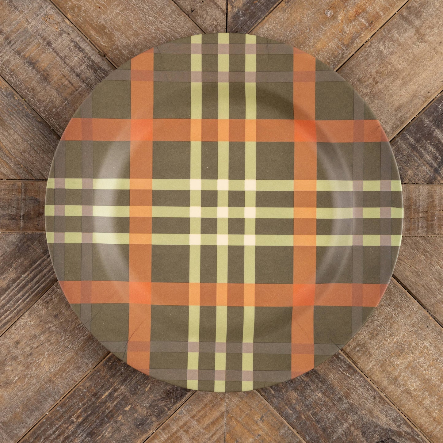 Green & Orange Plaid Charger