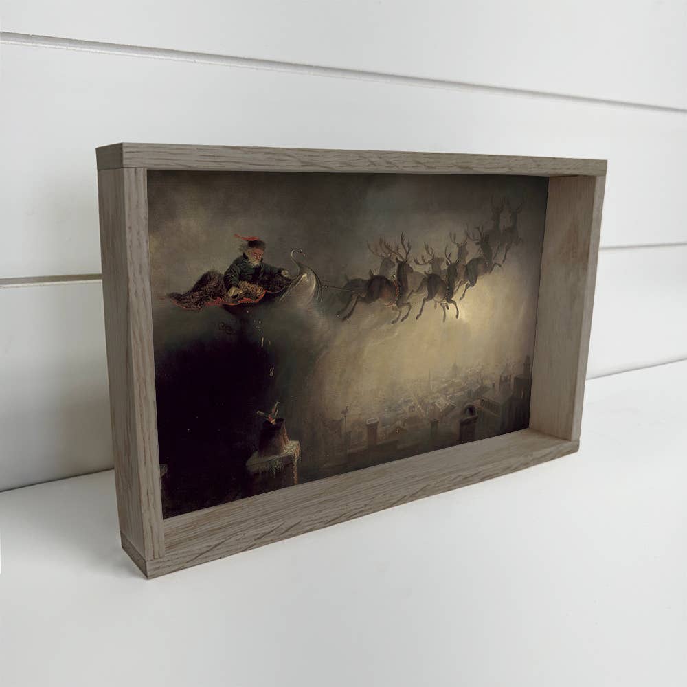Santa Sleigh Christmas Night - Vintage Santa Canvas Art