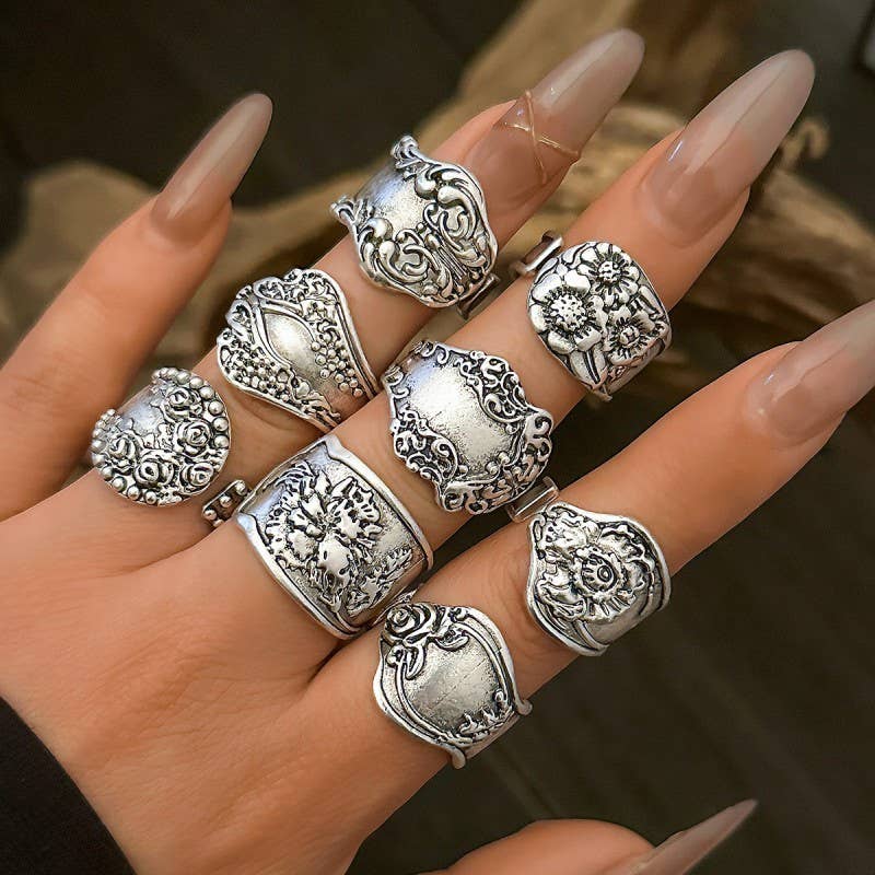 Vintage Boho Floral Statement Ring