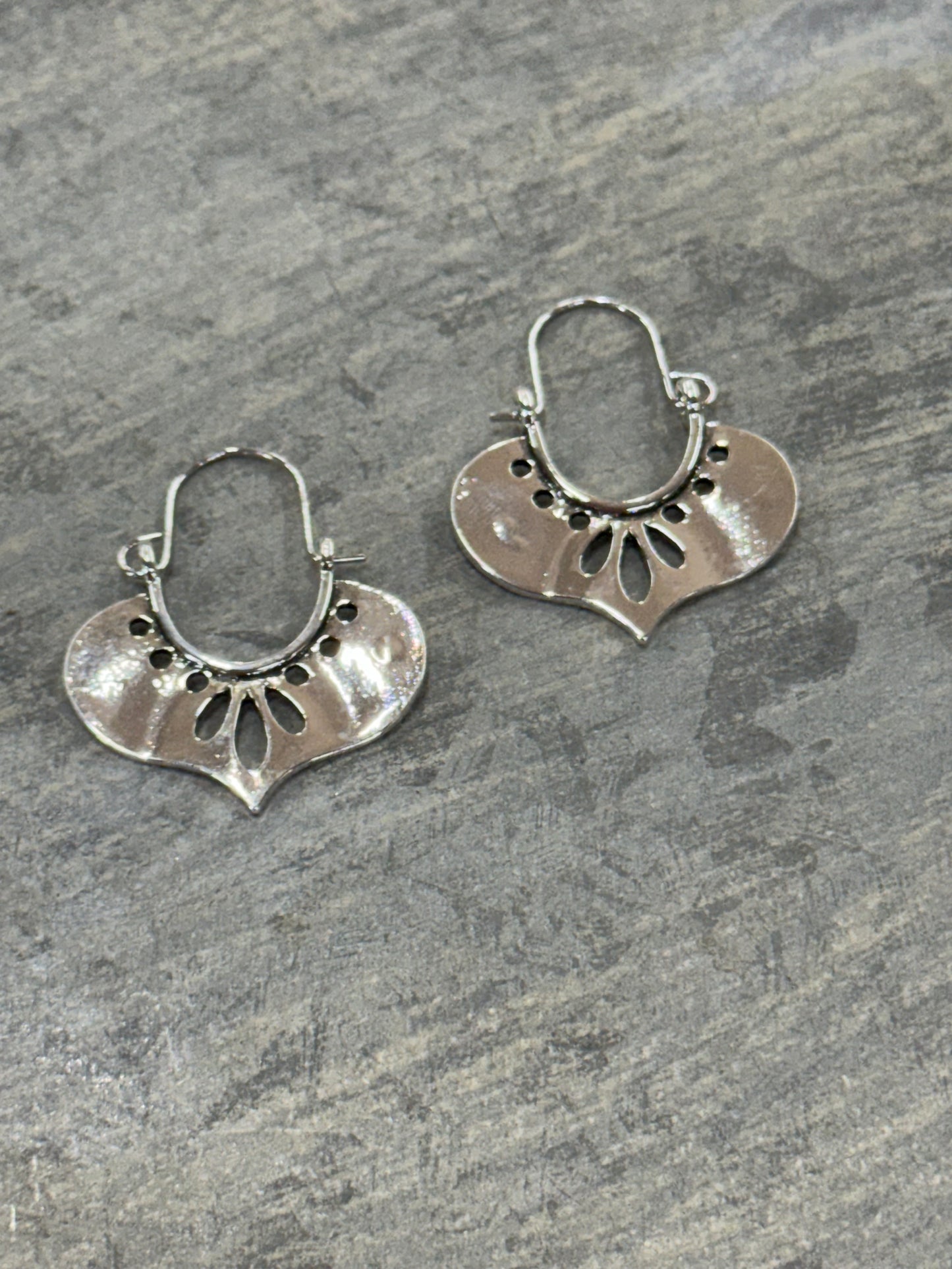 Sterling Silver Cutout Hoop Earrings