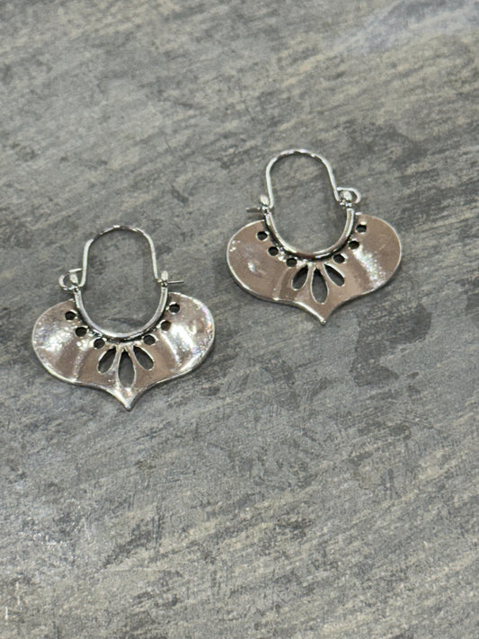 Sterling Silver Cutout Hoop Earrings