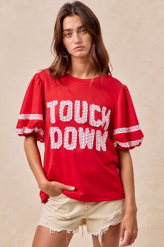 Gameday Theme Top with Touch Down Patchwork