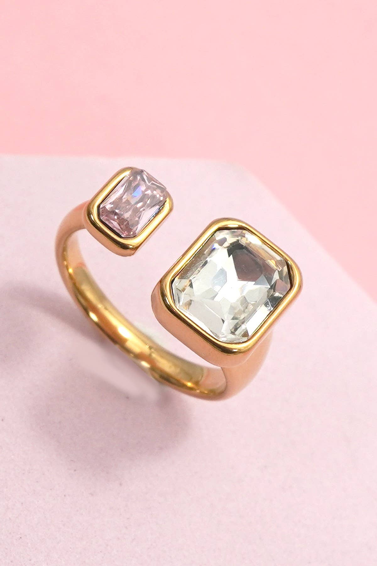 18K Stainless Steel Tarnish Free Rhinestone Ring