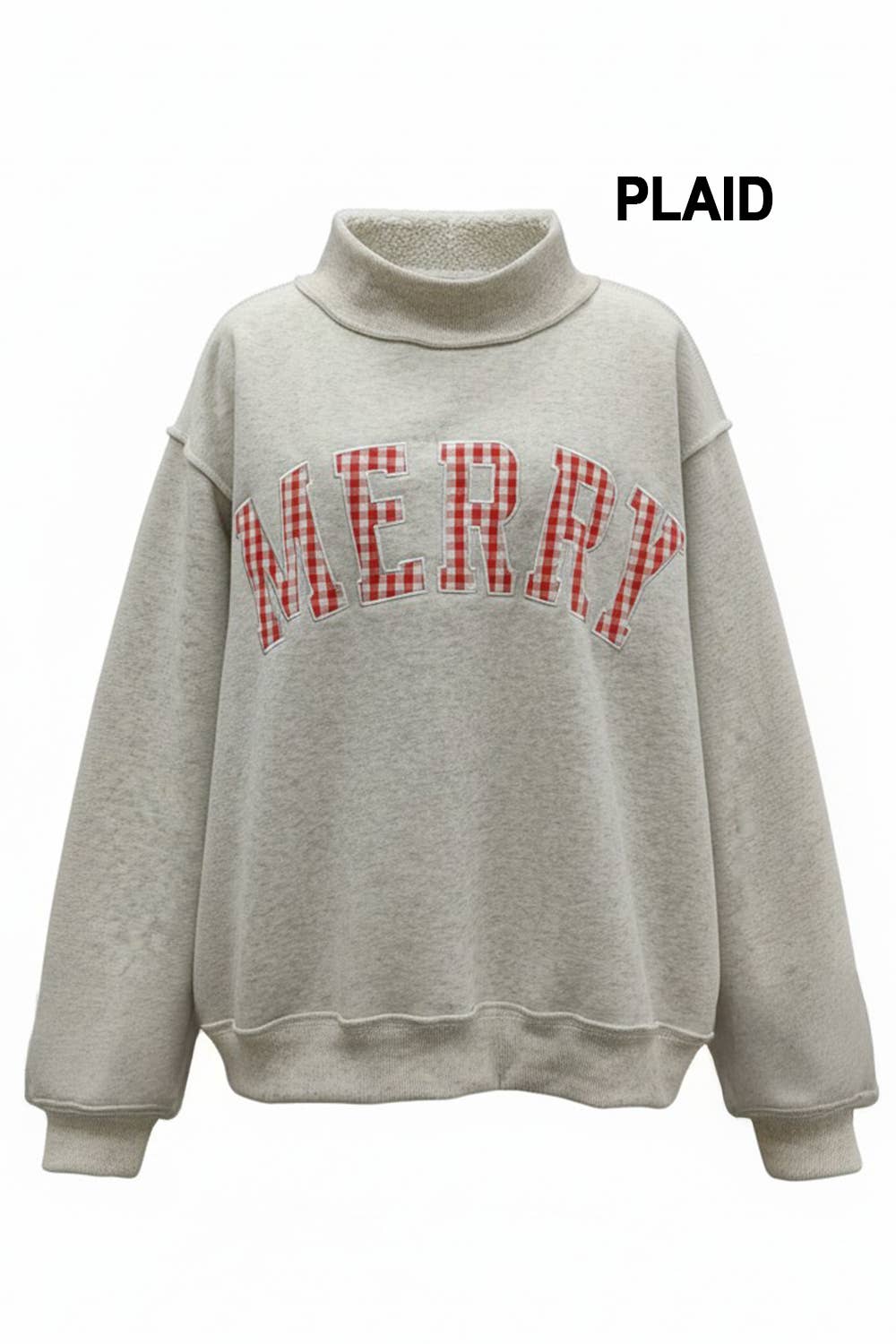"MERRY" Varsity Mock Neck Sweatshirt