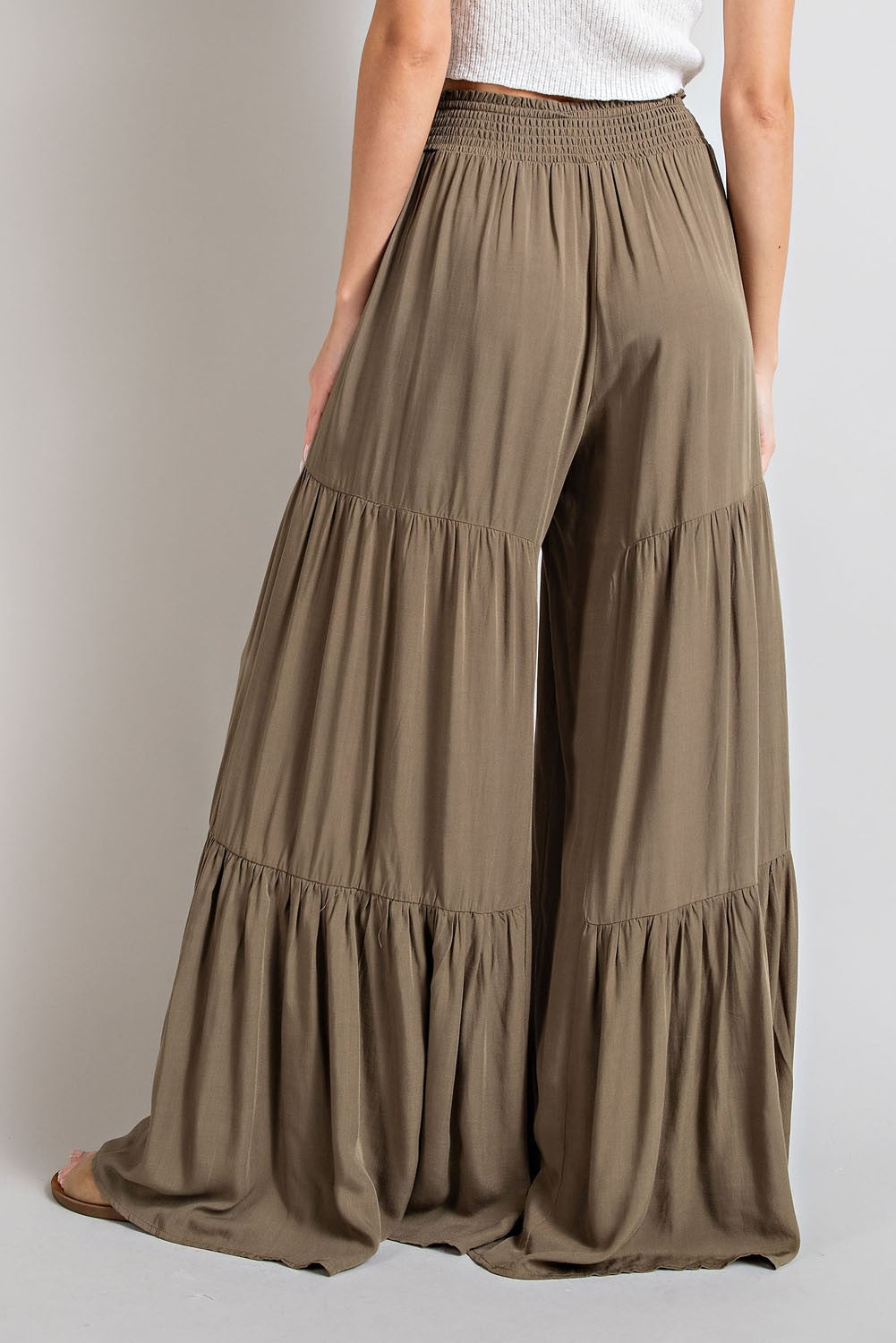 Tiered Wide Leg Pants - OIive