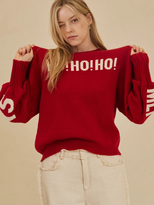 Christmas Sweater with Lettering - Red