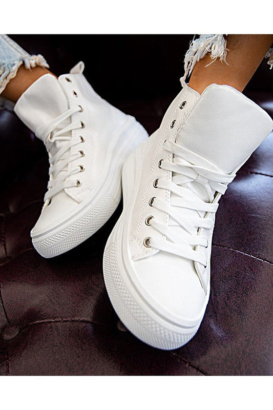 High Top Lace Up Casual Sneakers - White